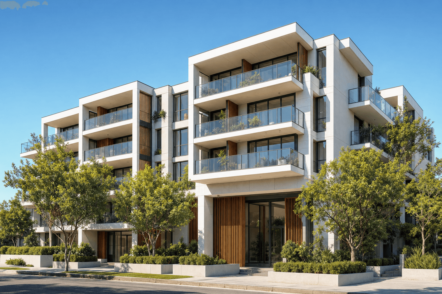 Modern apartment building managed on Instant Strata