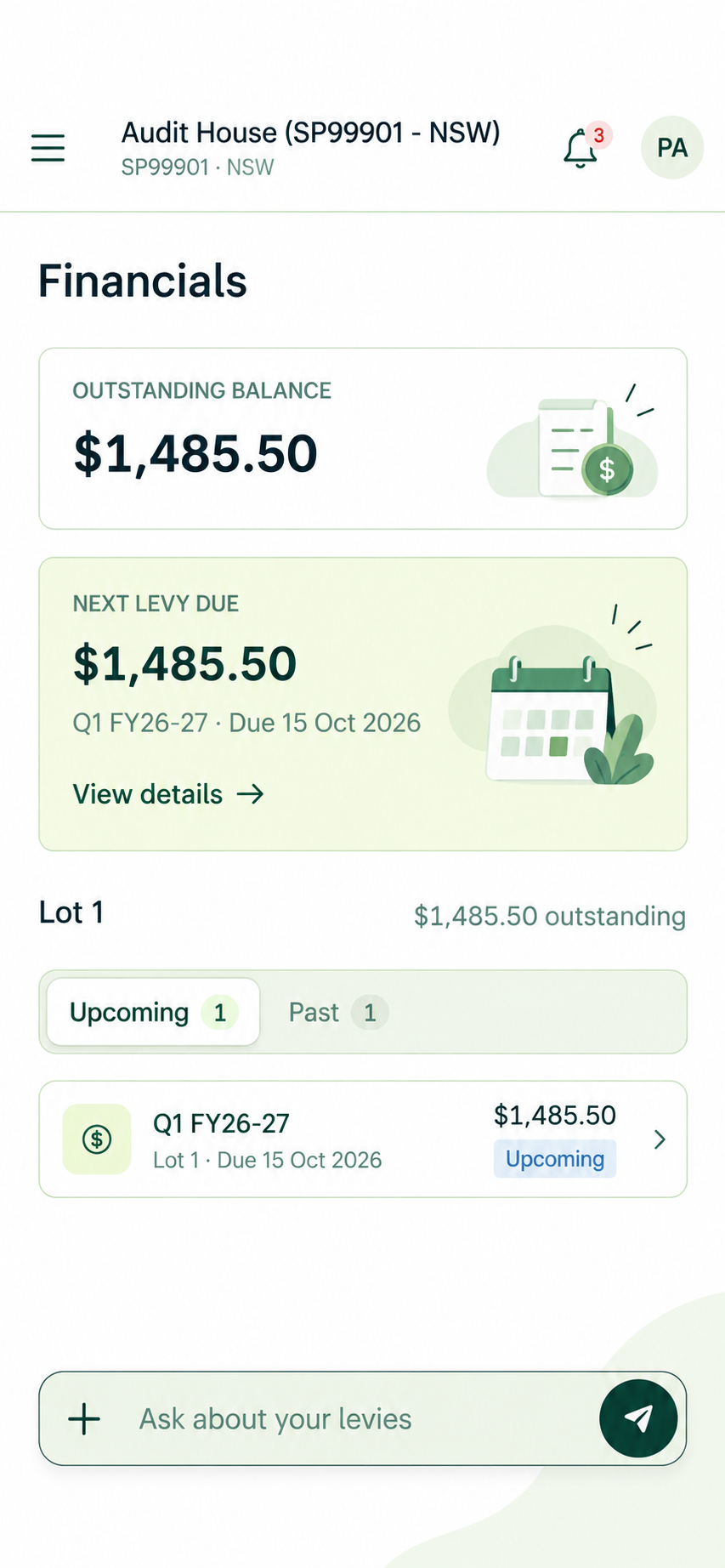 Levy balance and statements in Convoy